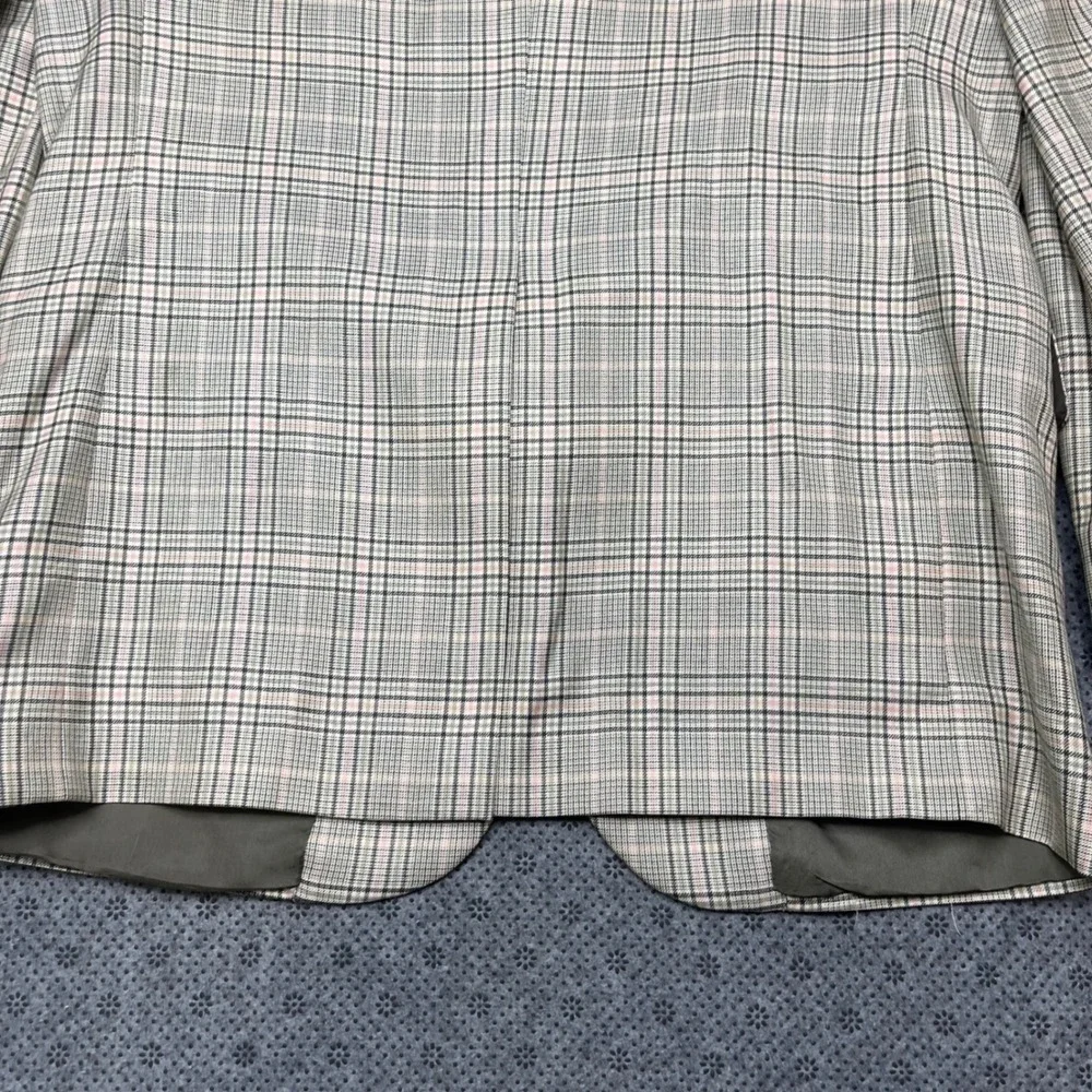 Vintage Southwick Mens 40R Blazer Glen Plaid Sport Coat Grey Tan Pink Made USA